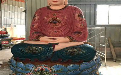 玻璃鋼彩繪大型景觀(guān)佛像三寶佛雕塑