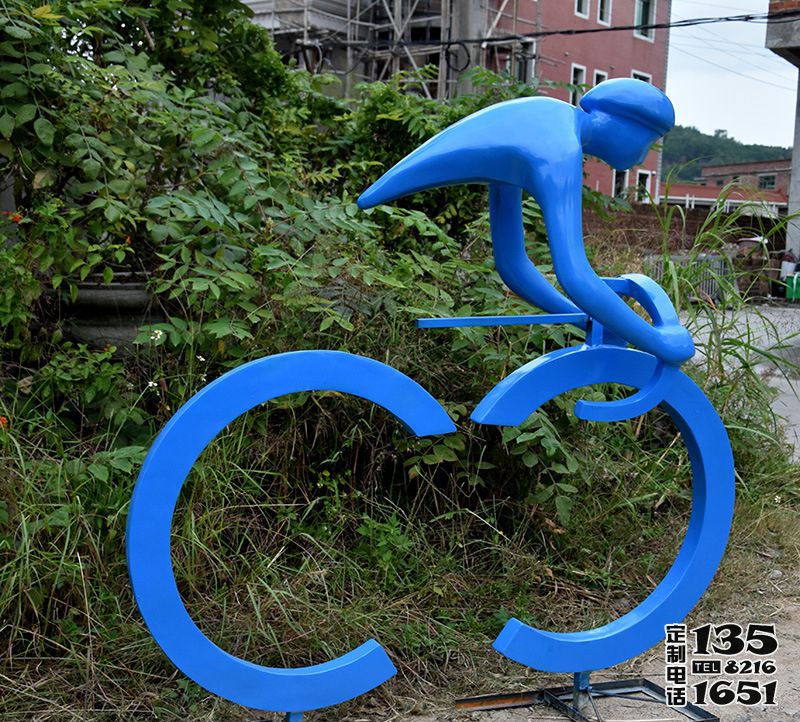 戶外景區(qū)玻璃鋼抽象創(chuàng)意運(yùn)動(dòng)騎自行車雕塑